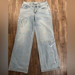 PacSun Light Blue Jeans with Bow Details